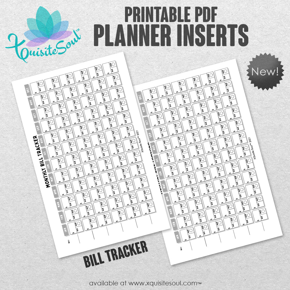 Bill Tracker - Printable Planner Inserts