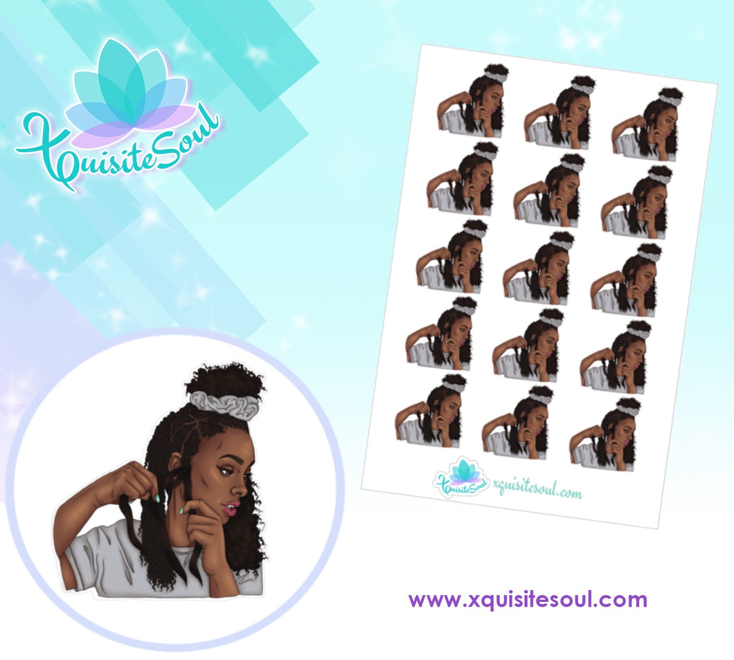 Dark African American Skin Tone Hair Braiding Stickers