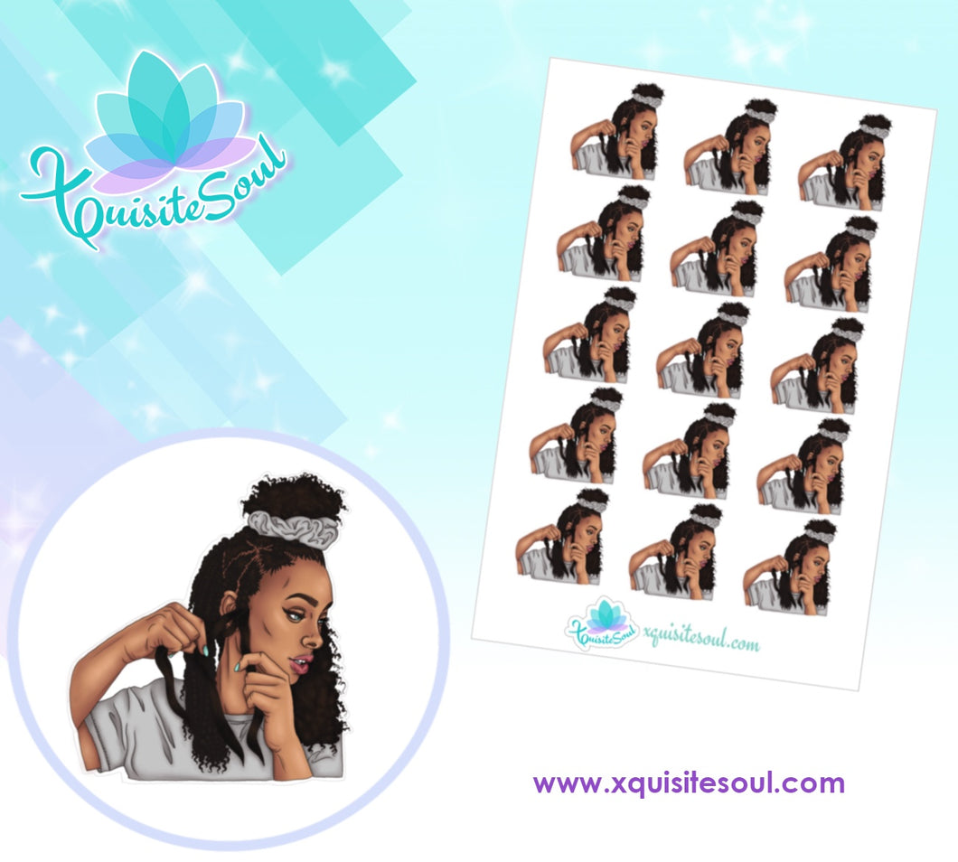 Medium African American Hair Braiding Stickers