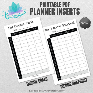 Net Income Snapshot - Printable Planner Inserts