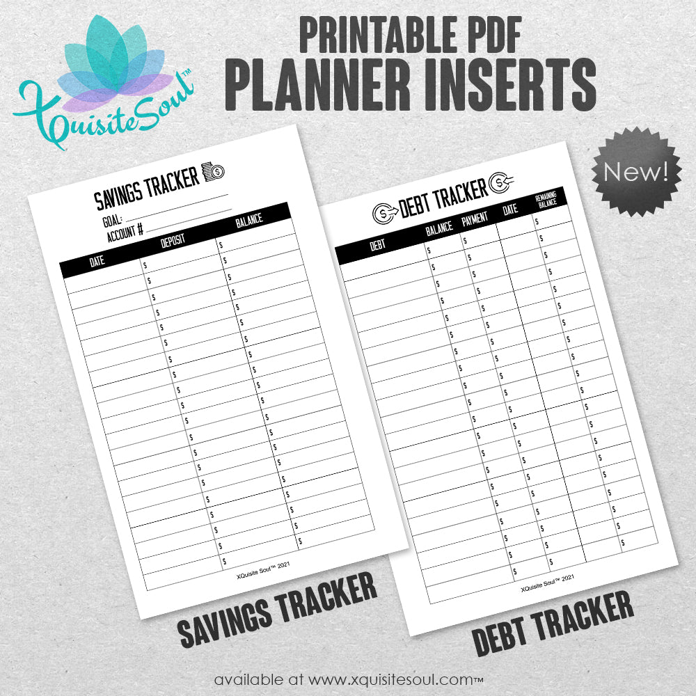 Savings and Debt Tracker Bundle - Printable Planner Inserts