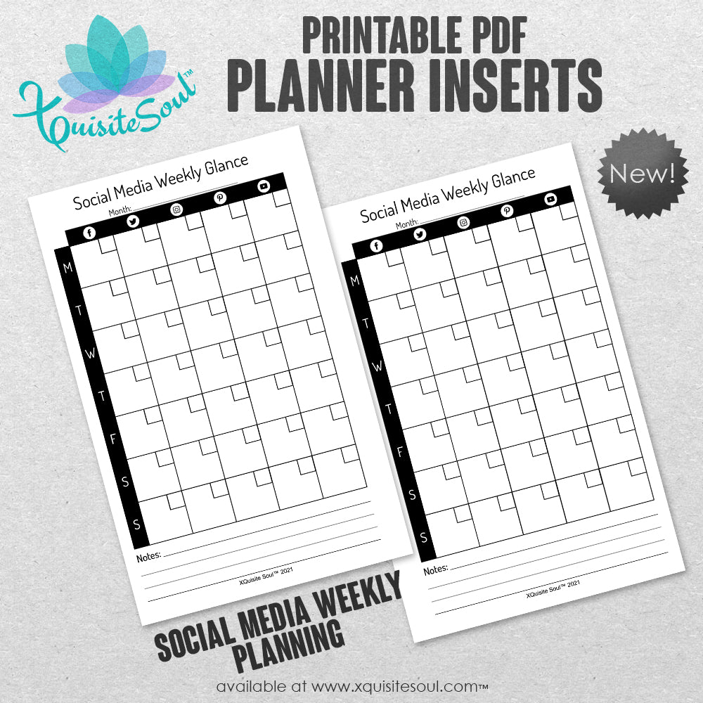 Social Media Weekly Glance - Printable Planner Inserts