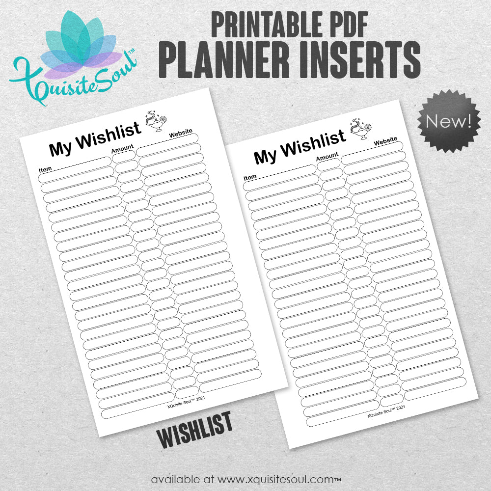 Wish List - Printable Planner Inserts