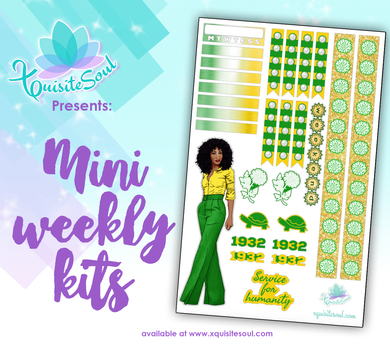Green and Yellow Sorority Stickers African American Mini Weekly Kit